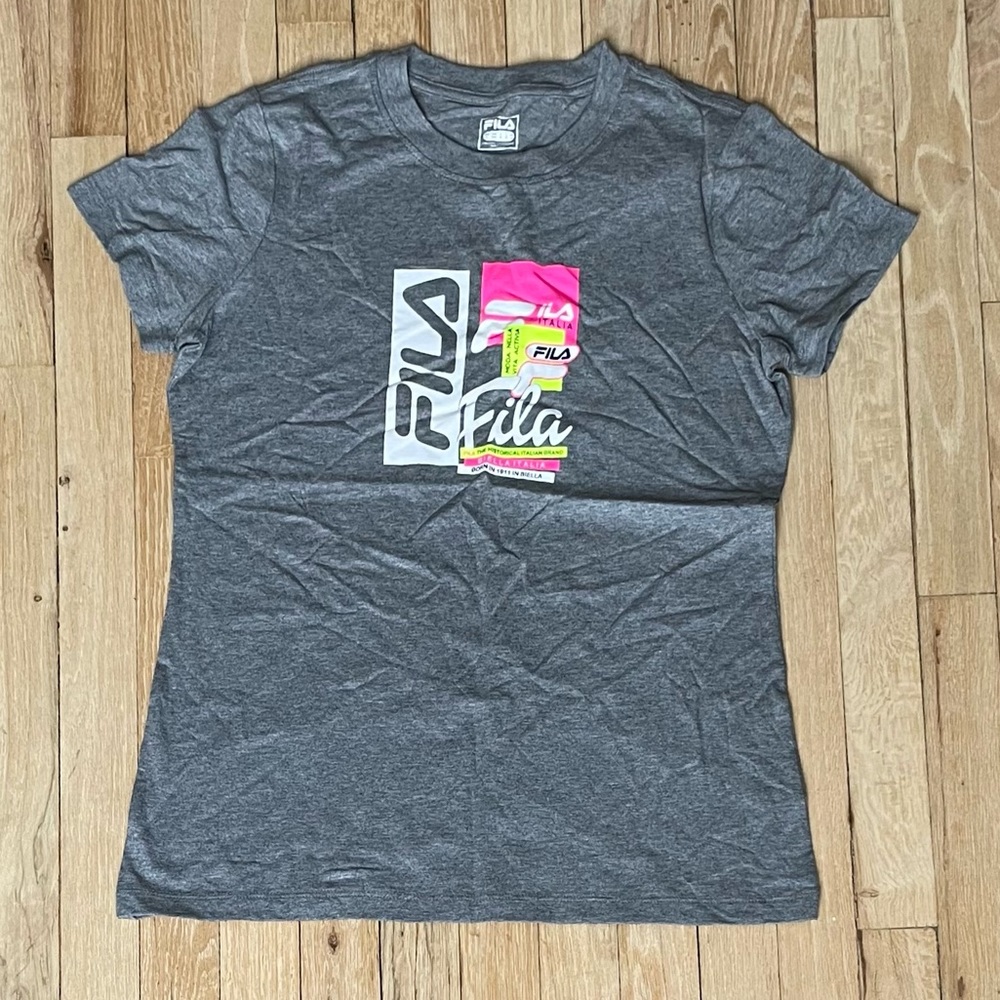 FILA Collage Logo Crew T-Shirt Nwt